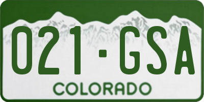 CO license plate 021GSA