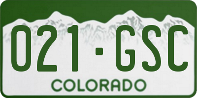 CO license plate 021GSC