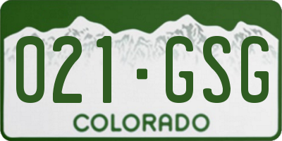 CO license plate 021GSG