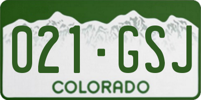 CO license plate 021GSJ