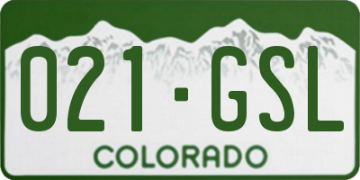 CO license plate 021GSL