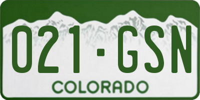 CO license plate 021GSN