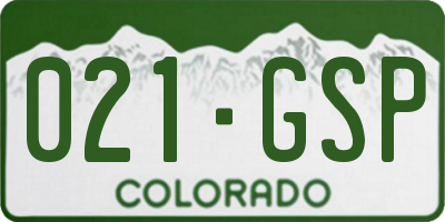 CO license plate 021GSP