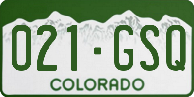 CO license plate 021GSQ