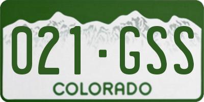 CO license plate 021GSS