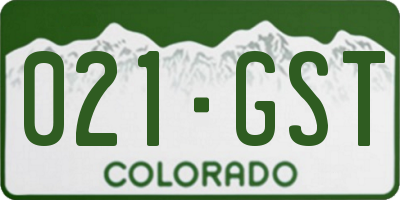 CO license plate 021GST