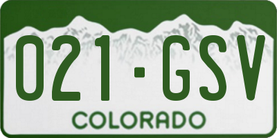 CO license plate 021GSV