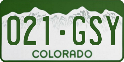 CO license plate 021GSY
