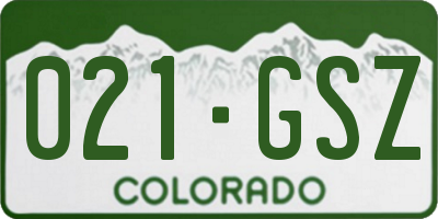 CO license plate 021GSZ