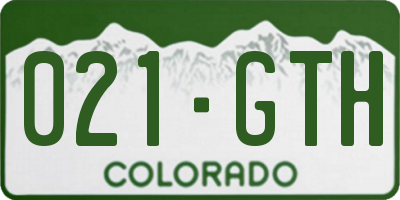 CO license plate 021GTH