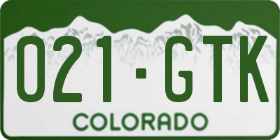 CO license plate 021GTK