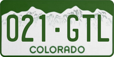 CO license plate 021GTL