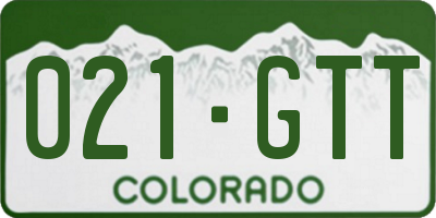 CO license plate 021GTT