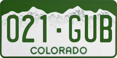 CO license plate 021GUB
