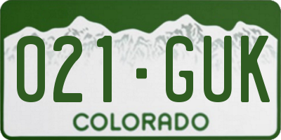 CO license plate 021GUK