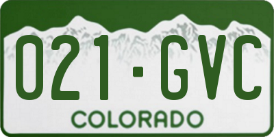 CO license plate 021GVC