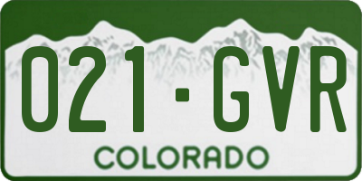 CO license plate 021GVR