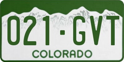 CO license plate 021GVT