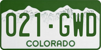 CO license plate 021GWD