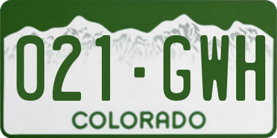 CO license plate 021GWH
