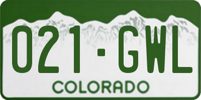 CO license plate 021GWL