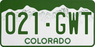 CO license plate 021GWT