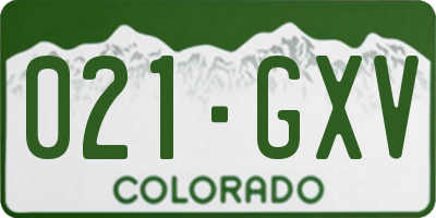 CO license plate 021GXV