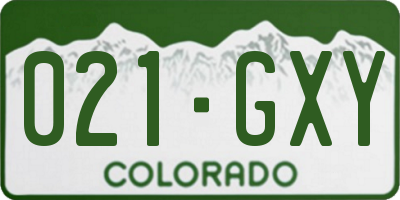 CO license plate 021GXY