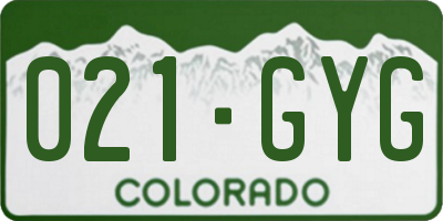CO license plate 021GYG