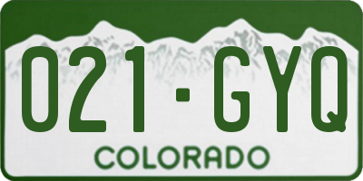 CO license plate 021GYQ