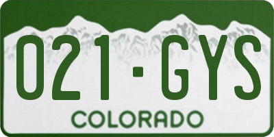 CO license plate 021GYS