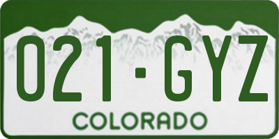 CO license plate 021GYZ