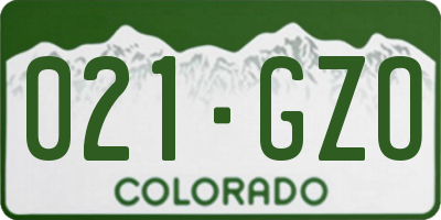 CO license plate 021GZO