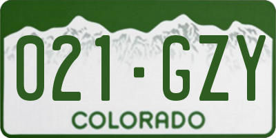 CO license plate 021GZY