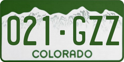 CO license plate 021GZZ
