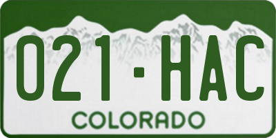 CO license plate 021HAC
