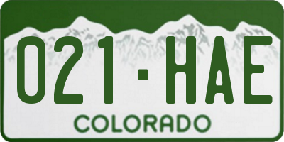 CO license plate 021HAE