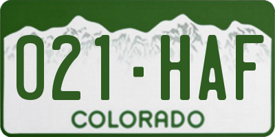 CO license plate 021HAF