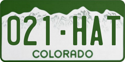 CO license plate 021HAT