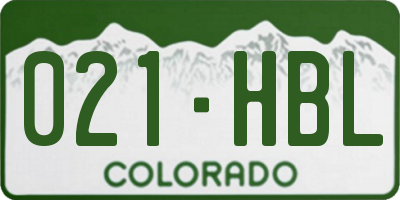 CO license plate 021HBL