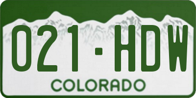 CO license plate 021HDW