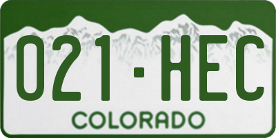 CO license plate 021HEC