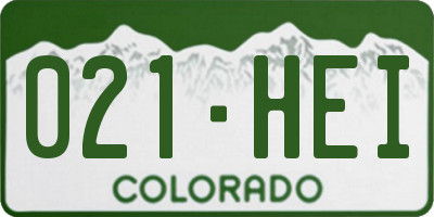 CO license plate 021HEI