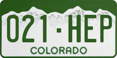 CO license plate 021HEP