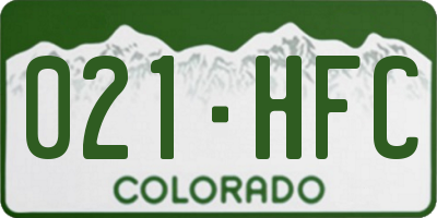 CO license plate 021HFC