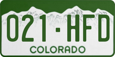CO license plate 021HFD