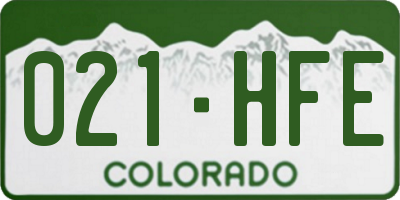 CO license plate 021HFE