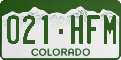 CO license plate 021HFM
