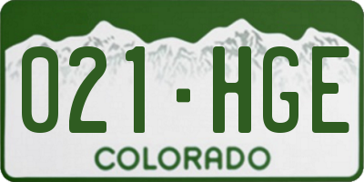 CO license plate 021HGE