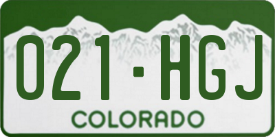 CO license plate 021HGJ